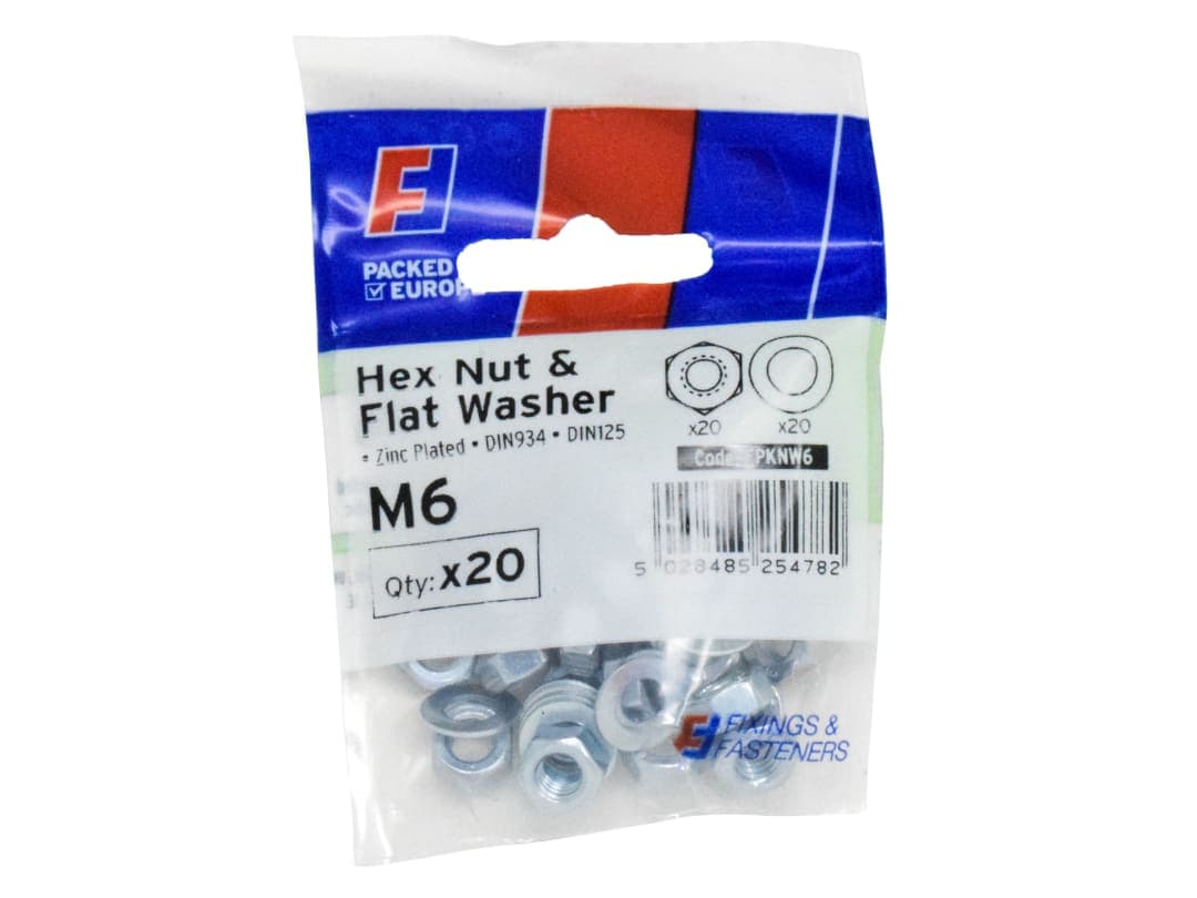 ForgeFix Nut & Washer M6 ForgePack 20 FPKNW6