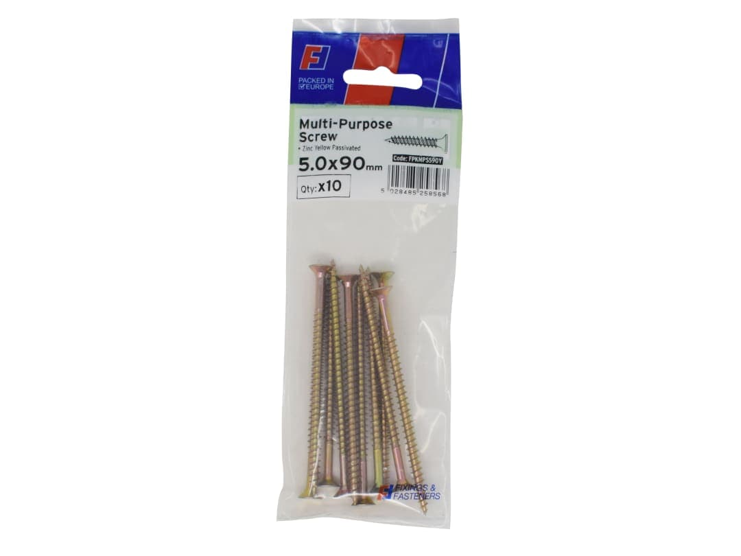ForgeFix Multi-Purpose Pozi Screw CSK ST ZYP 5.0 x 90mm ForgePack 10 FPKMPS590Y