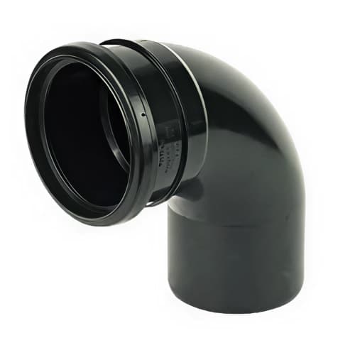 FloPlast Industrial/ Xtraflo Downpipe Single Socket Bend - 92.5 Degree x 110mm Black