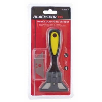 Heavy Duty Scraper - Soft Grip Handle - 3 Replacement Blades - Black