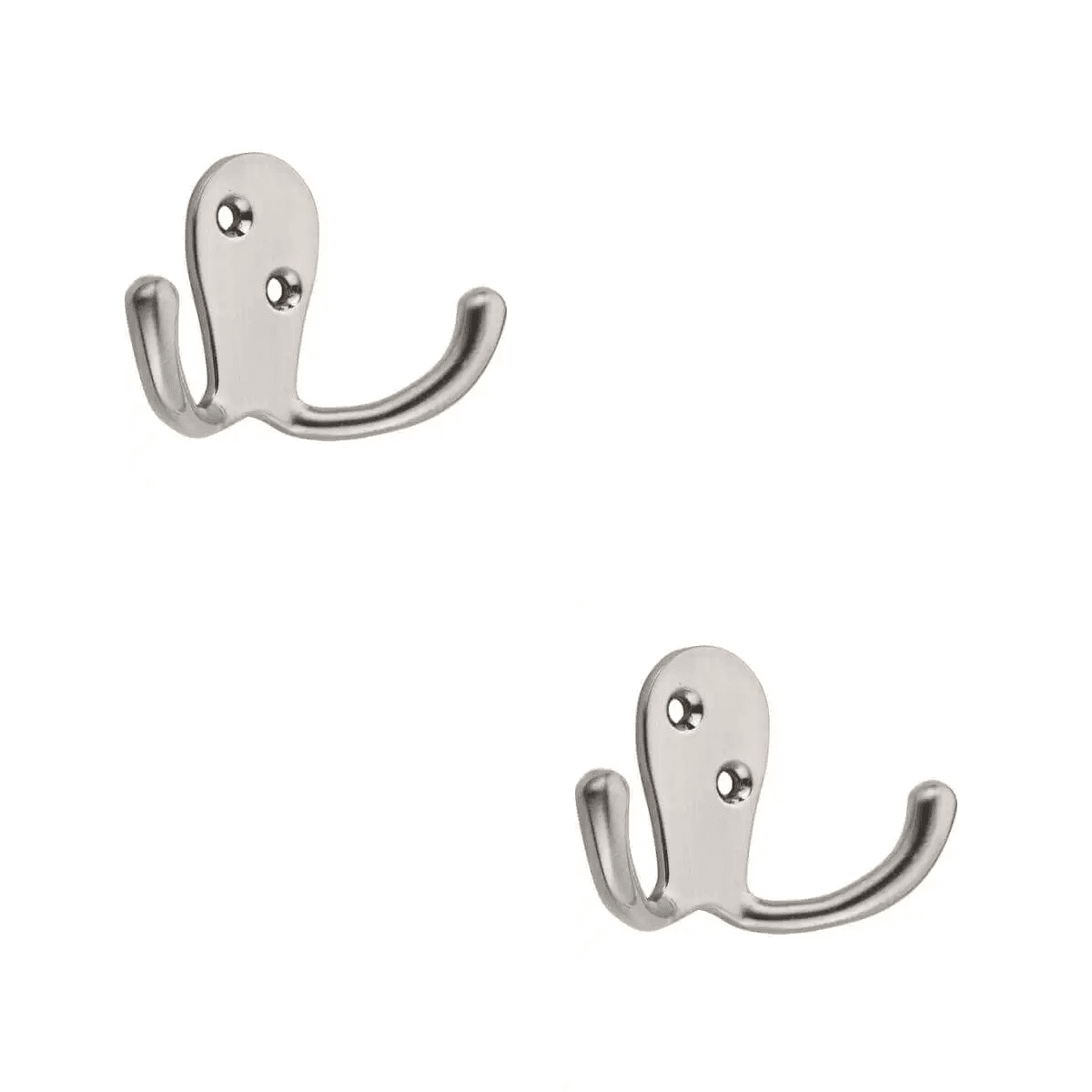 Wide Double Robe Hook - Satin Nickel - Pack of 2