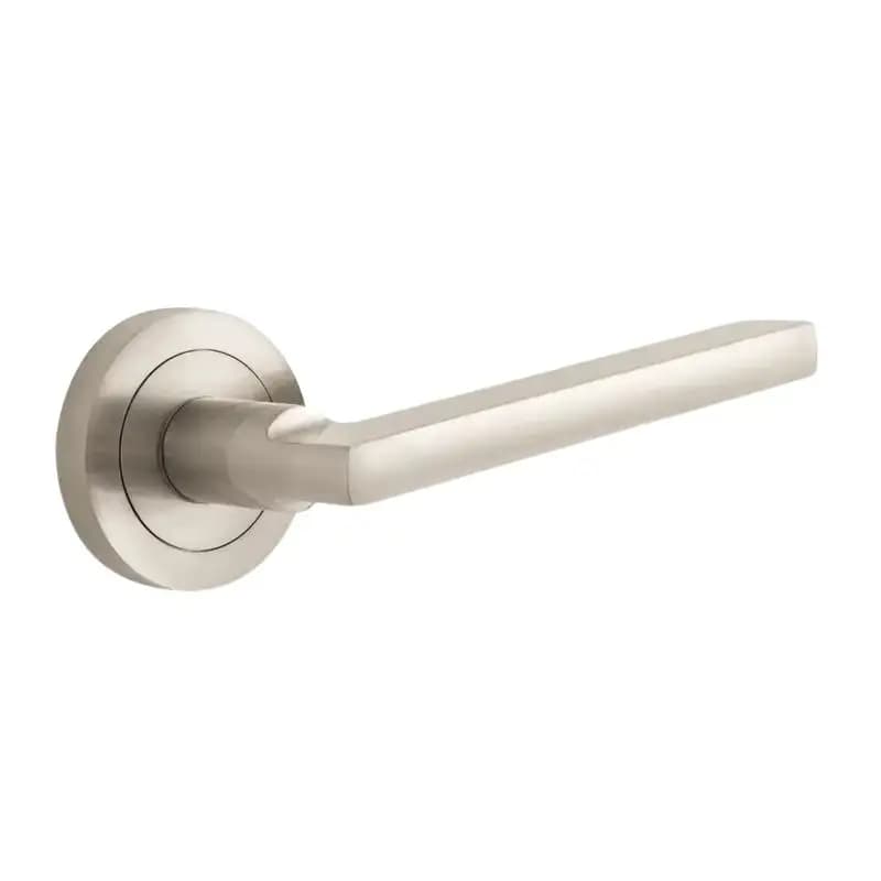 Scylla Lever On Rose Door Handle - Brushed Nickel (Pair)