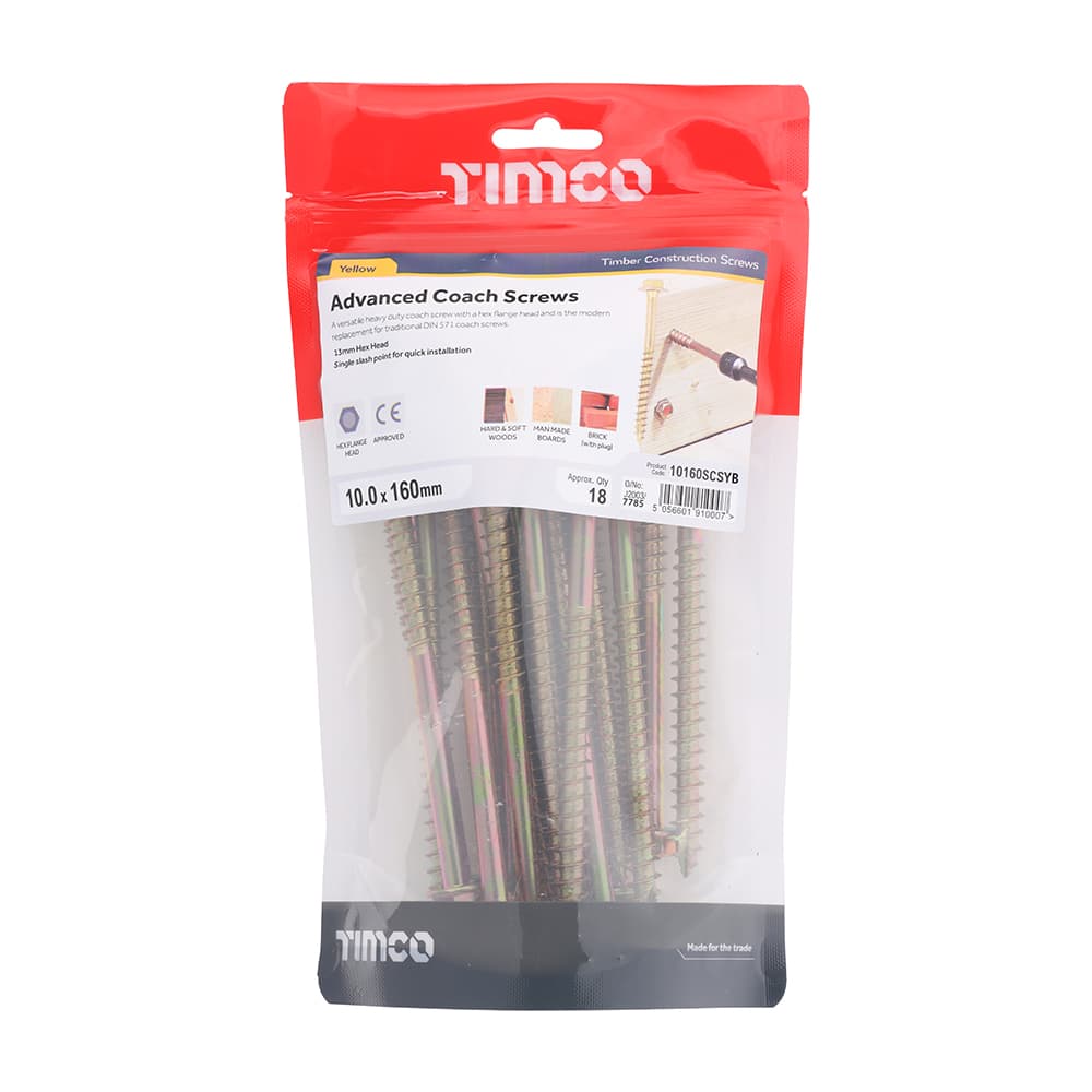 Timco Advanced Coach Screws - Hex Flange - Yellow TIMbag 18 10160SCSYB