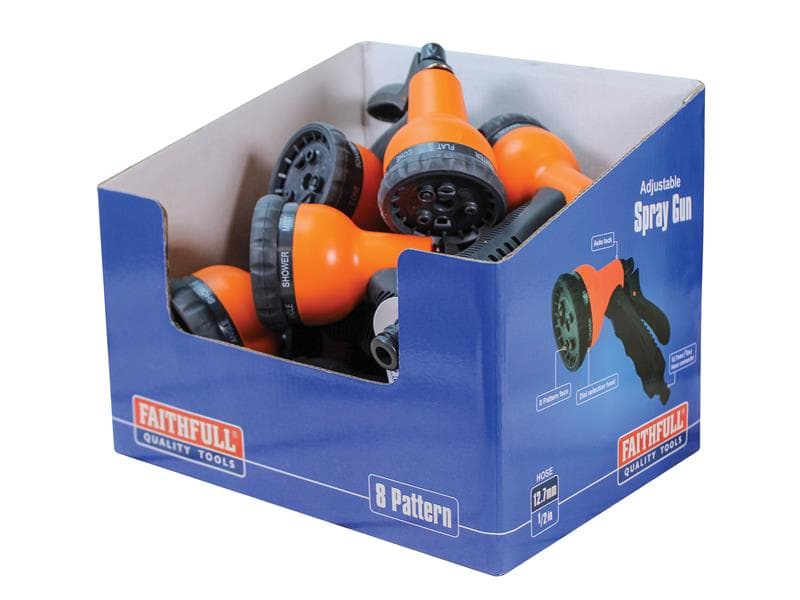 Faithfull YM7202BUL Plastic 8 Pattern Adjustable Spray Gun (Bulk Pack 8)