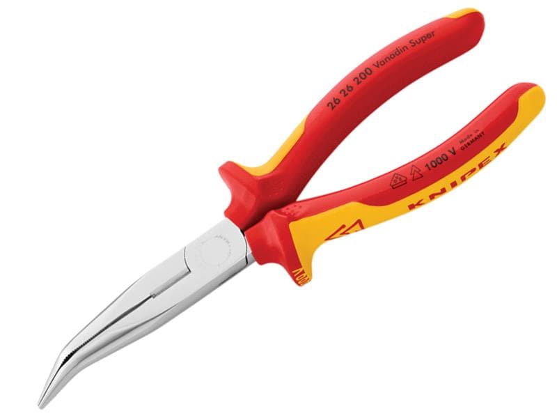 Knipex 26 26 200 SB Vde Long Bent Snipe Nose Side Cutting Pliers 200Mm
