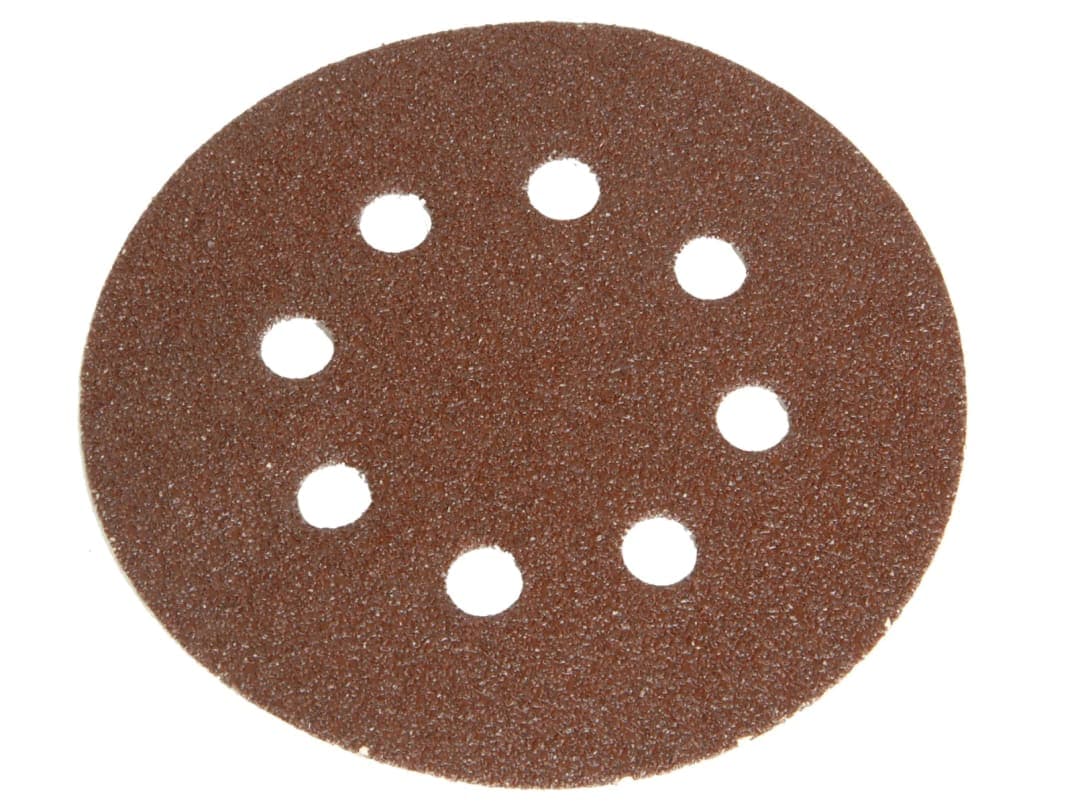 Faithfull Hook & Loop Sanding Disc DID3 Holed 125mm x 80G (Pack 5) FAIADHL125M