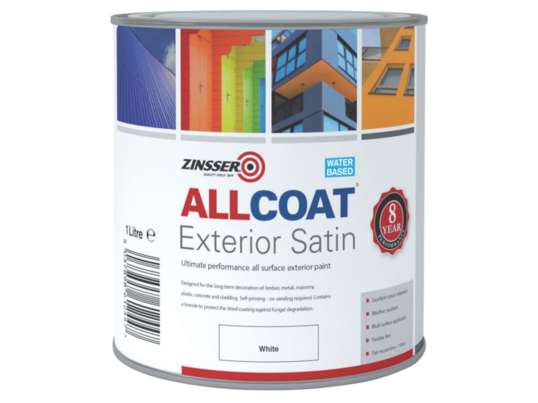 Zinsser All Coat Exterior Paint Satin White 1L ZN7200002D1