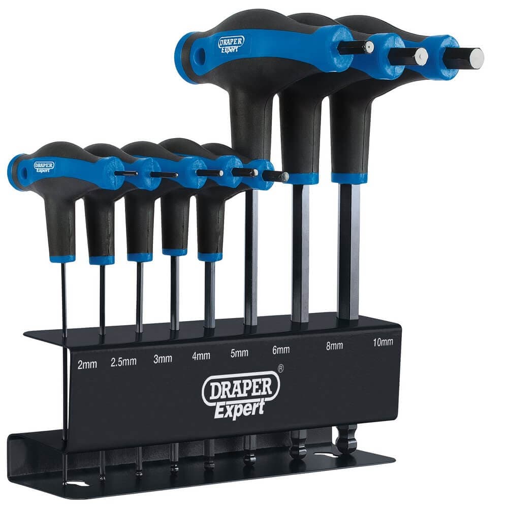 Draper Expert 33873 Soft Grip Metric Hex & Ball End T-Handle Key Set (8 Piece) per set 1