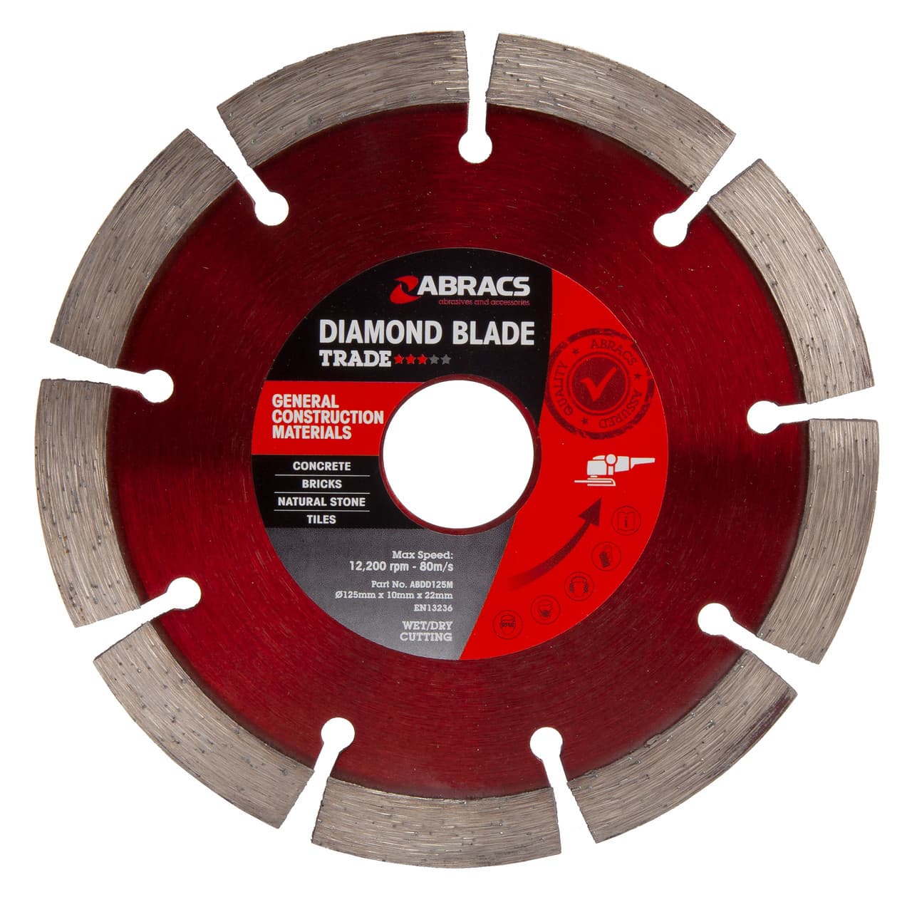 Abracs Abdd125M Trade General Purpose Diamond Blade 125Mm X 10Mm X 22Mm