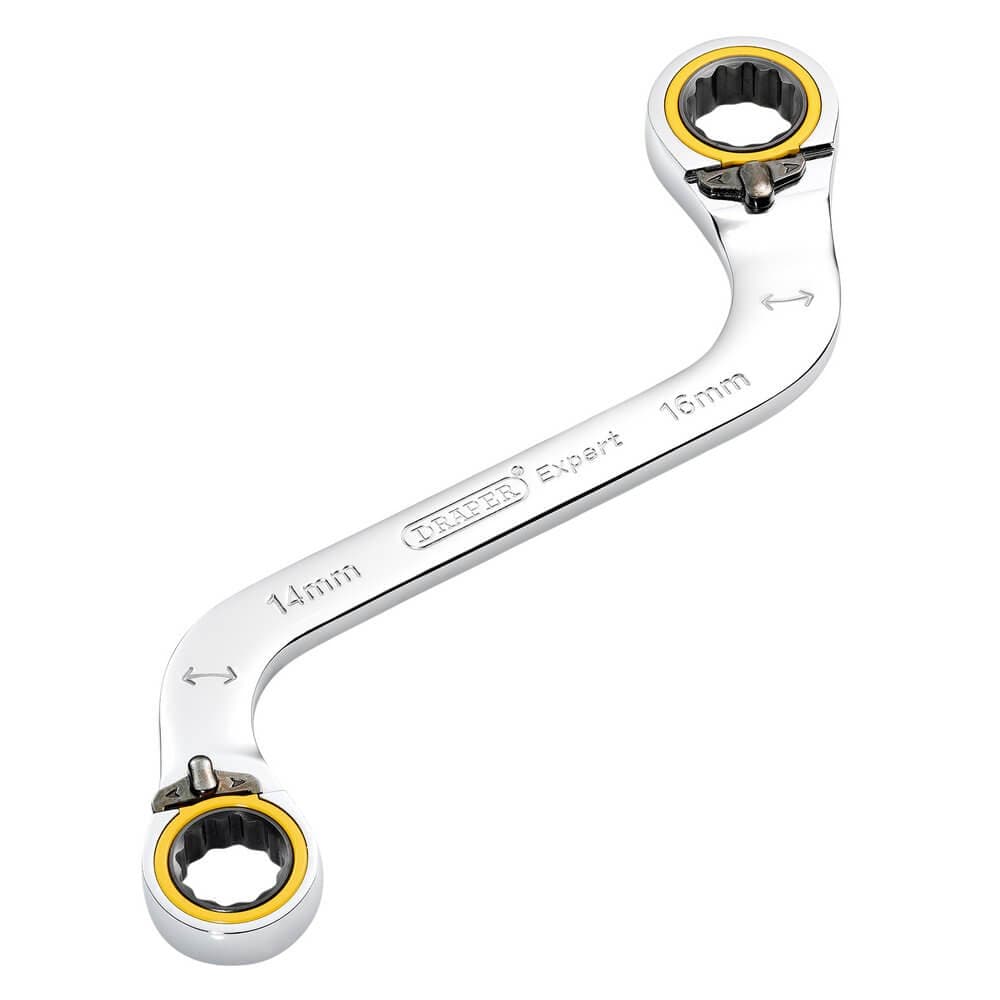Draper Expert Hi-Torq® Double Ring Ratchet S-Shape Spanner 14 X 16Mm Pk 1 03944