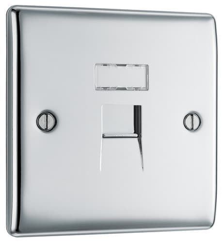 Nexus Metal Polished Chrome Single Rj45 Telephone Socket NPCRJ451-01