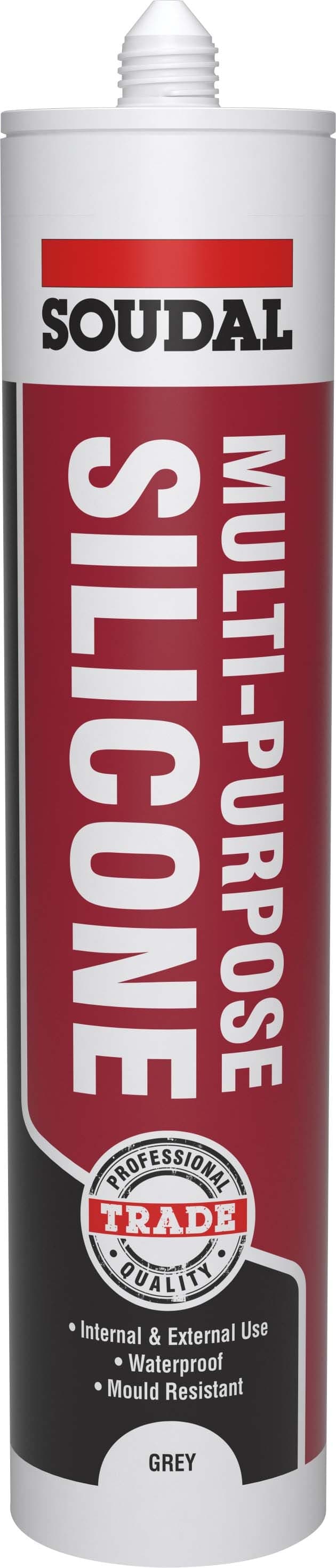 Soudal Multi Purpose Silicone - Acetoxy Sealant W/ Fungicide Grey MPSG