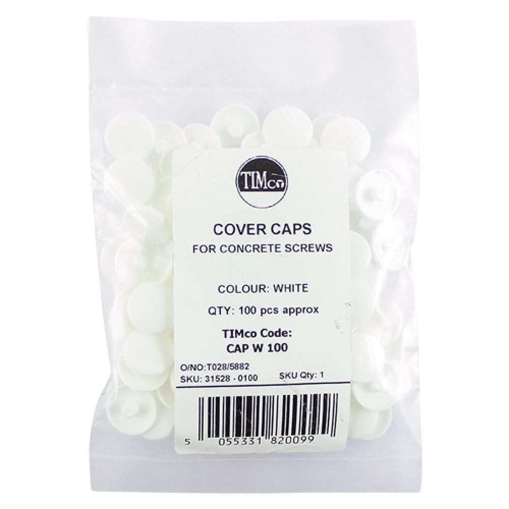 Timco CAPW100 Concrete Screw Cover Caps - White White Bag 100