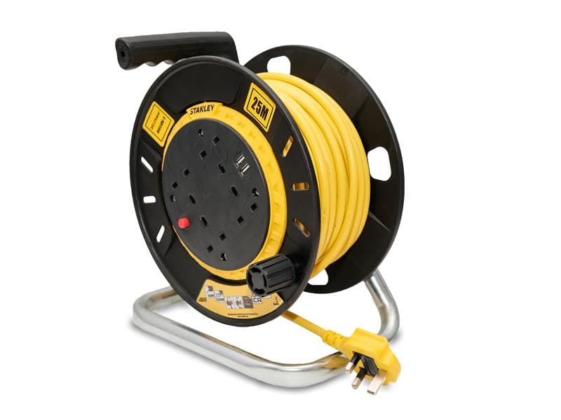 Stanley® Electrical SXECGT2OHSE Open Drum Cable Reel 240V 13A 4-Socket + 2 Usb 25M