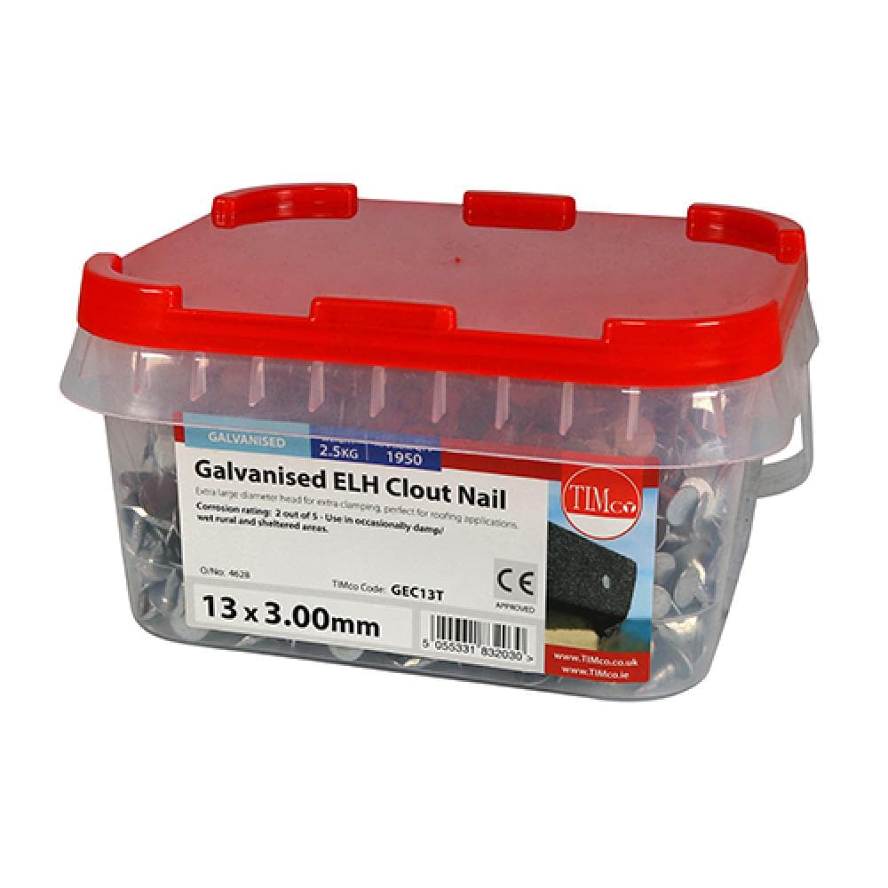 Timco GEC13T Extra Large Head Clout Nails - Galvanised 13 X 3.00