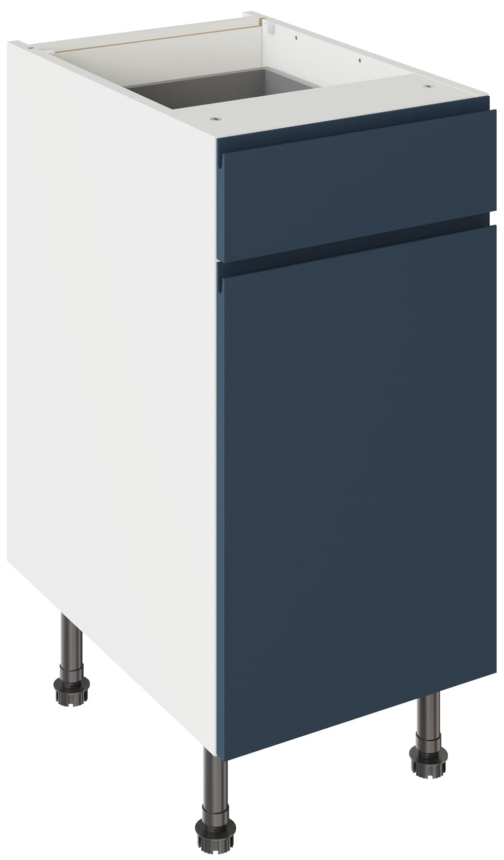 Flatpack 400 Drawerline Base Cabinet J-Pull Shaker Ultra Matt Indigo Blue
