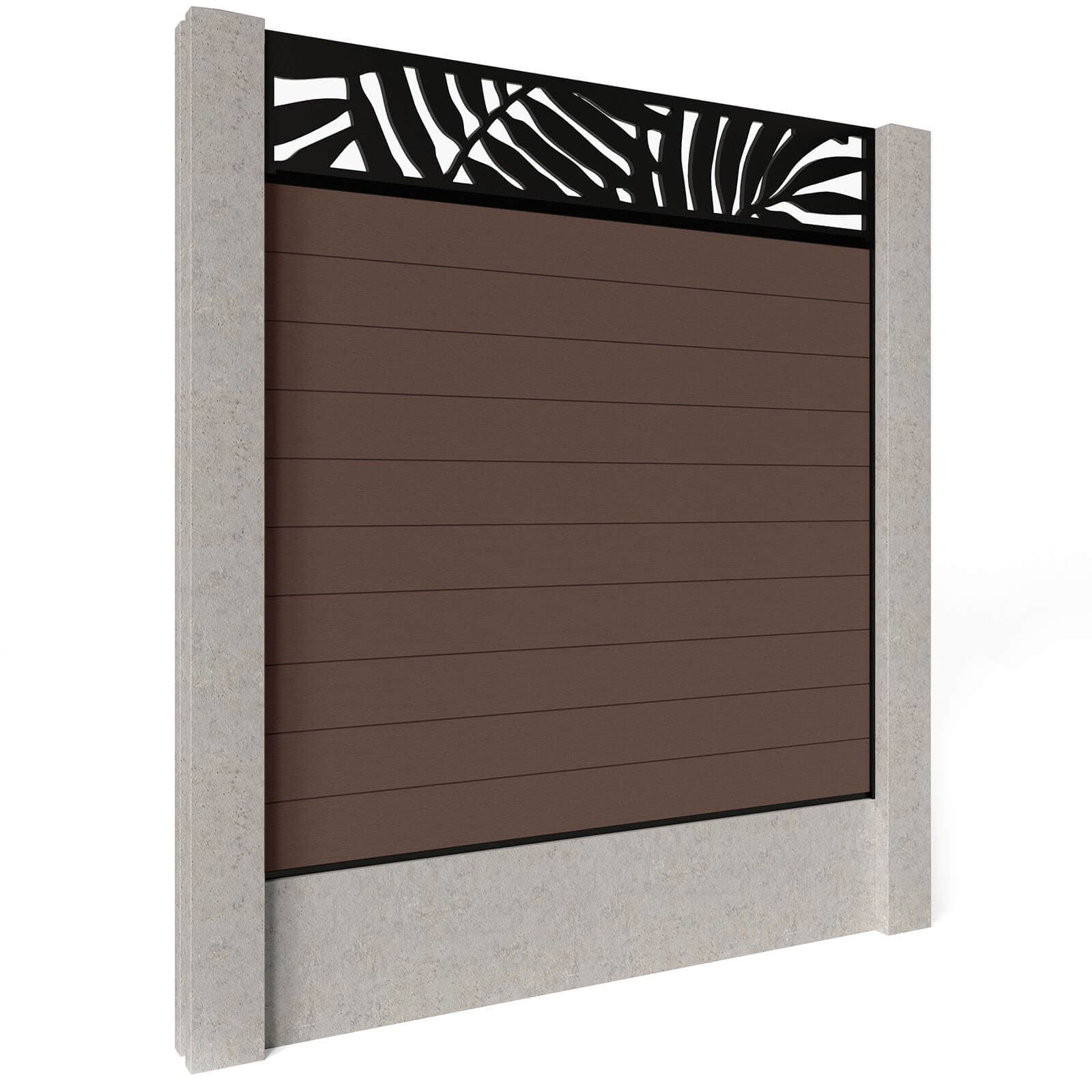 Composite Fence Panels - Mocha with Aluminium Railings (for concrete posts) 1.8m