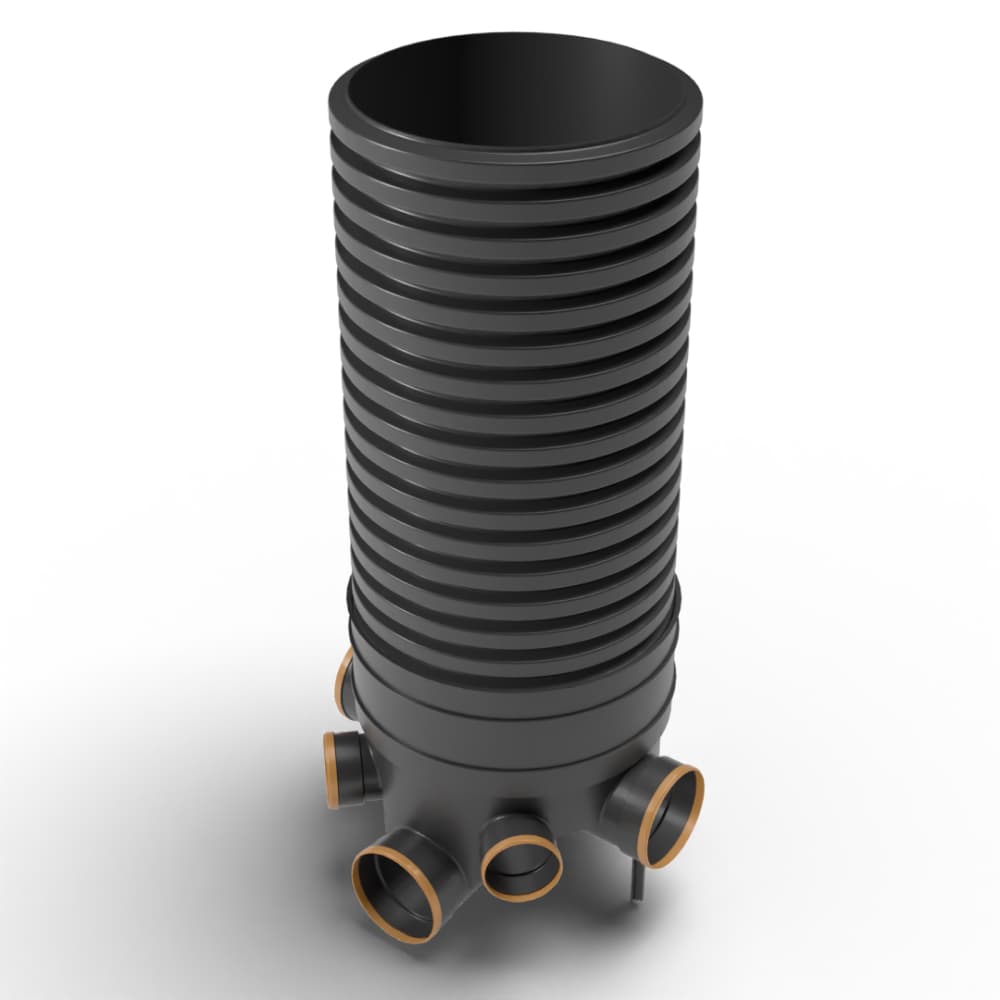 Inspection Chamber Set - 450mm Diameter x 1550mm Depth with 160mm Channel & 160mm & 110mm Inlets