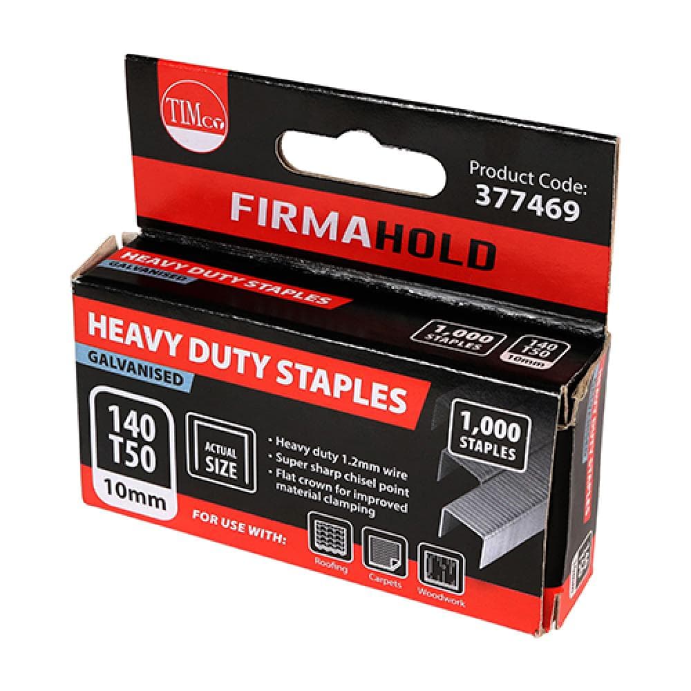 Timco 377469 Heavy Duty Staples - Chisel Point - Galvanised 10Mm