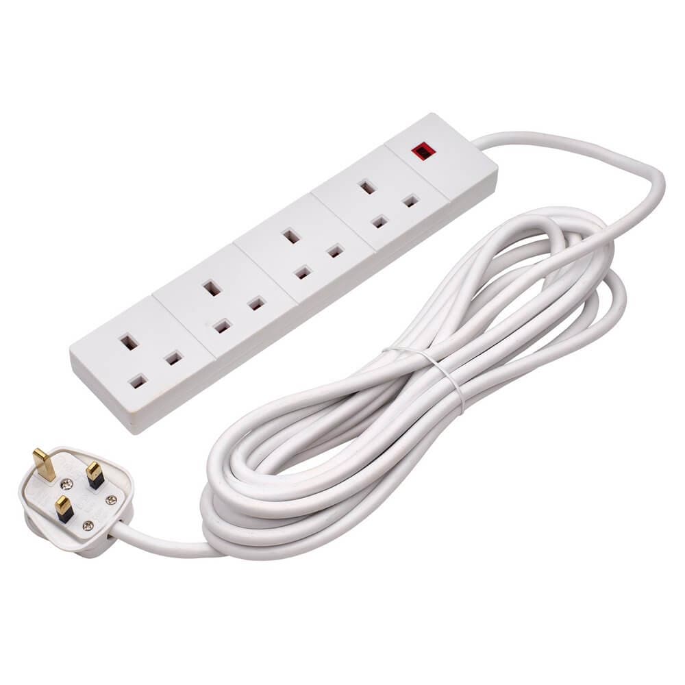 Non-Branded Four Socket Extension Lead With Neon Indicator 5M Pk 1 09658