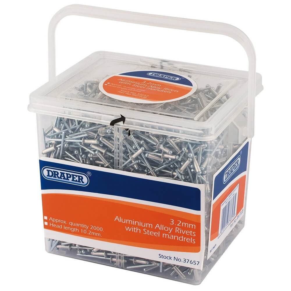Draper 37657 Blind Rivets 3.2 X 10.2Mm (Tub Of 2000) per tub