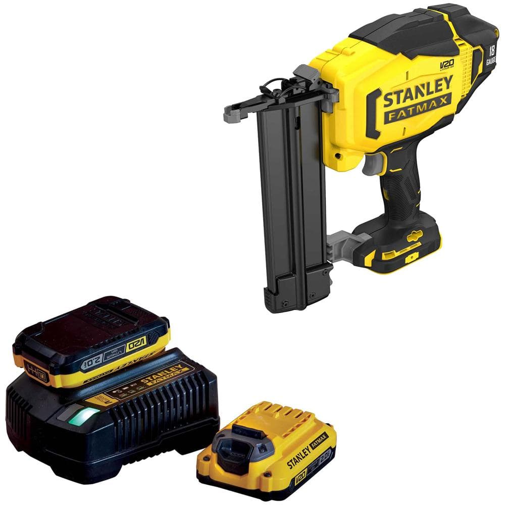 Stanley Fatmax V20 SFMCN618 18v Cordless 18G Second Fix Nail Gun 2 x 2ah Li-ion Charger No Case