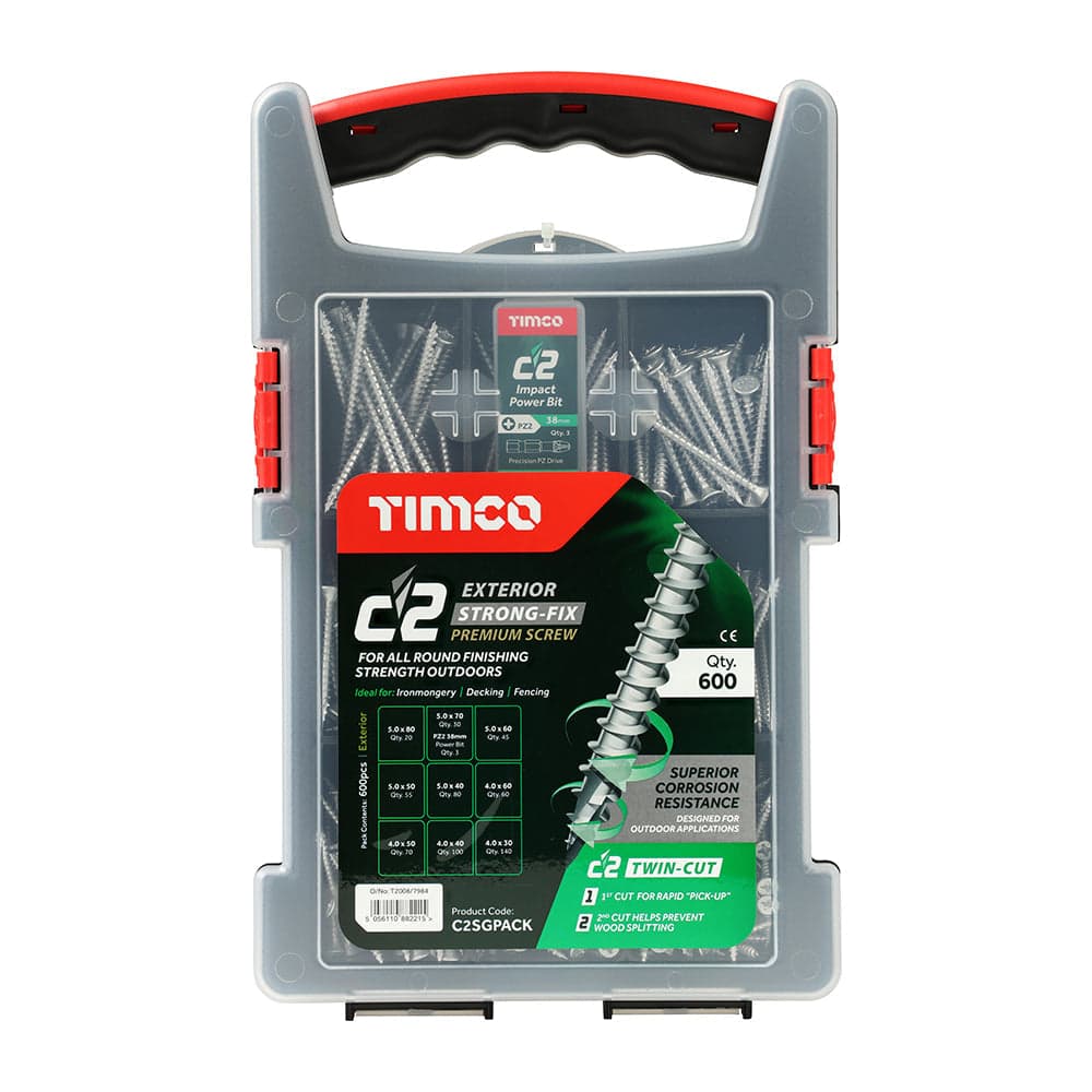 C2 Exterior Strong-Fix Mixed Grab Pack - PZ - Double Countersunk with Ribs - Twin-Cut - Silver
