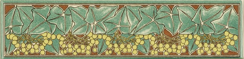 Original Style Artworks Alphonse Mucha Ivy Quarter Tile on County White