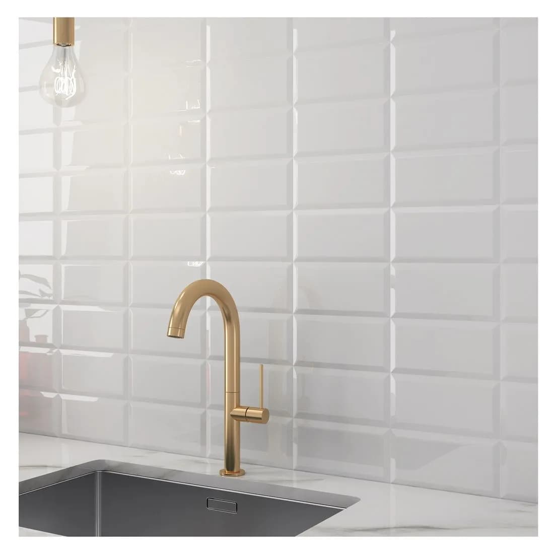 Metro Ceramic Wall Tile Gloss White 100 X 200Mm 1M2 Pk50