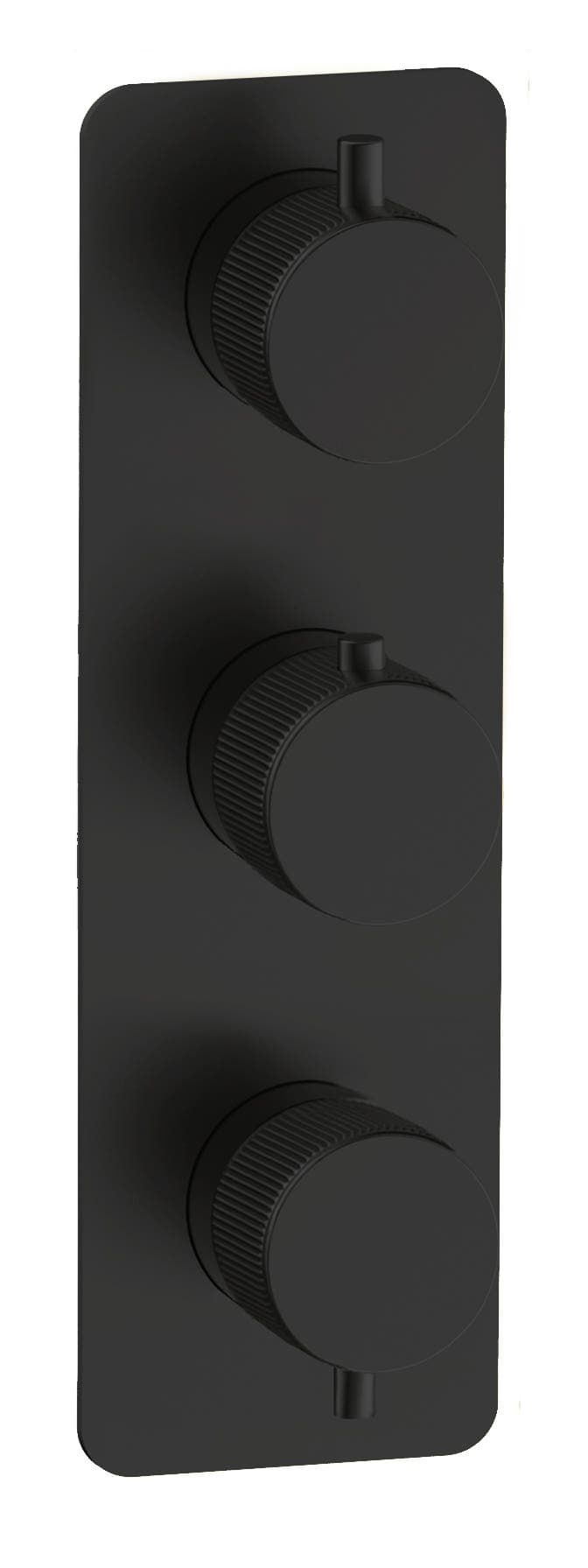 Frankfurt Linear Triple Round Concealed Thermostatic Mixer Valves - WRAS - Matte Black