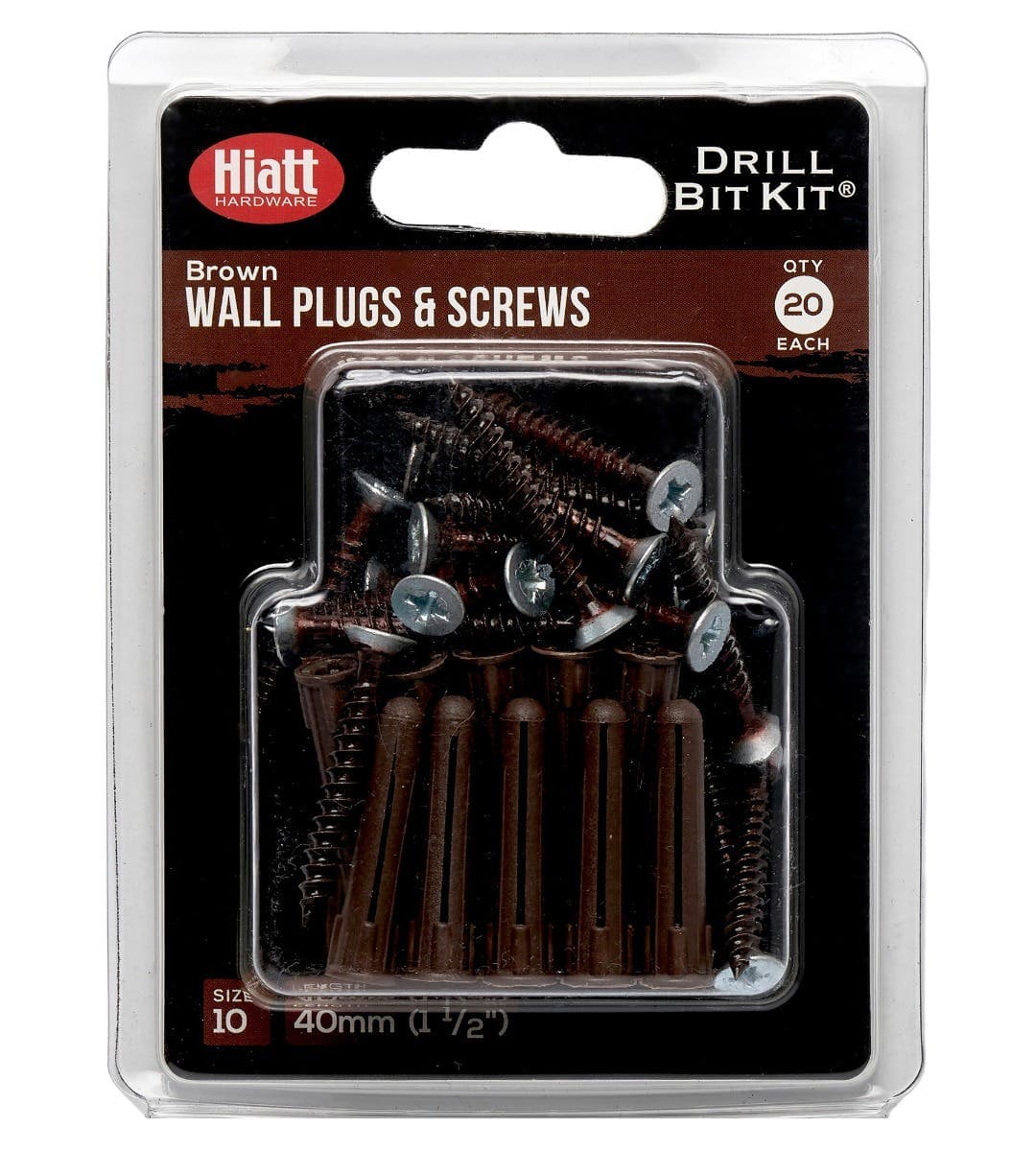 Colour Coded Screws and Wallplugs Brown Pk 20