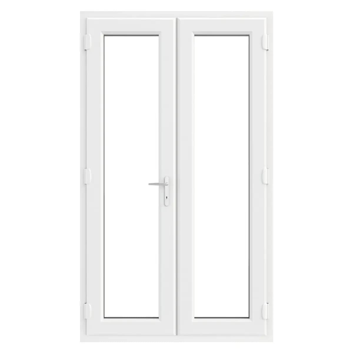 uPVC French Doors - White - Clear Glass - Double Glazed - Left Hand Master - 150mm Sill - 1290mm x 2055mm
