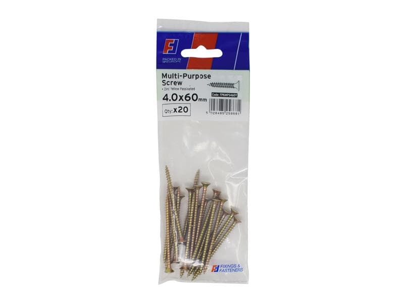 Forgefix FPKMPS460Y Multi-Purpose Pozi Screw Csk St Zyp 4.0 X 60Mm Forgepack 20