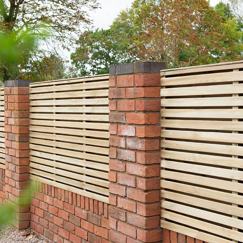 Forest 6' x 4' Pressure Treated Contemporary Double Slatted Fence Panel (1.8m x 1.21m)