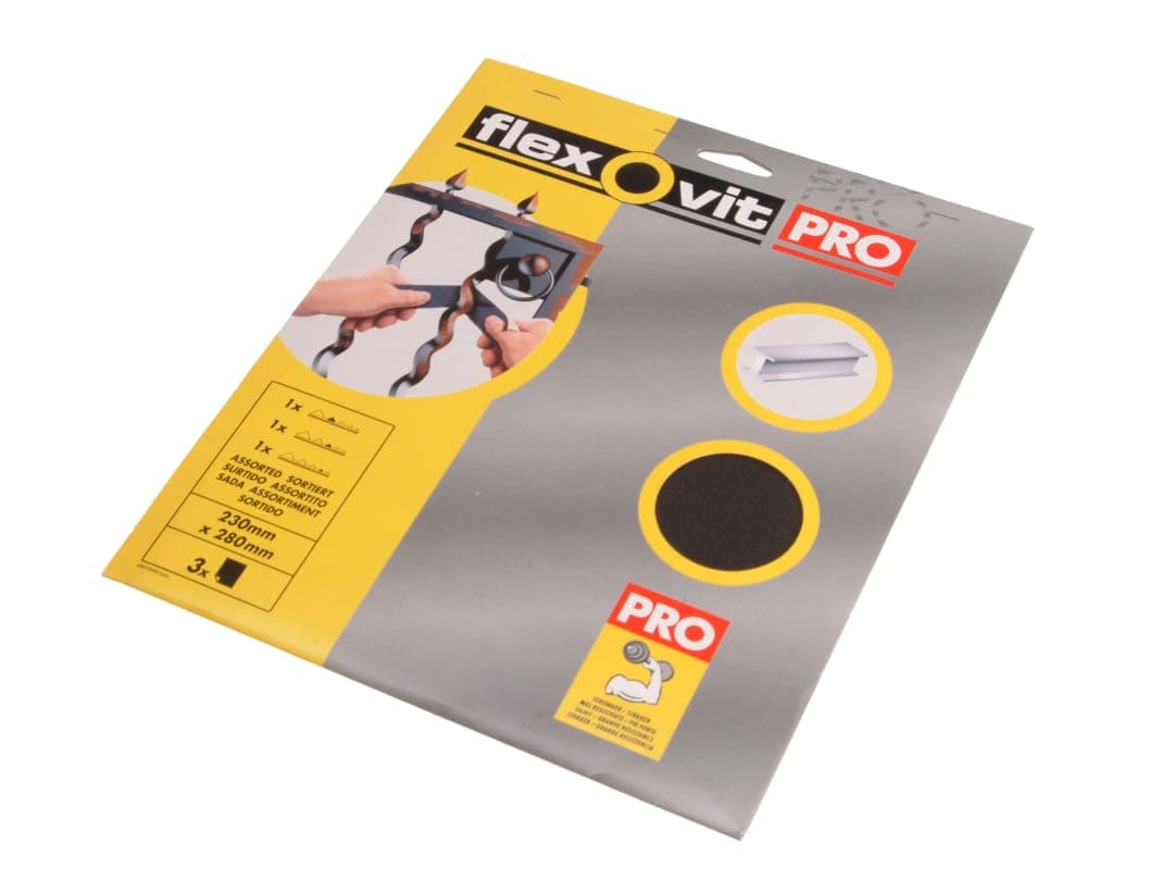 Flexovit Emery Cloth Sanding Sheets 230 x 280mm Assorted (3) 63642526493