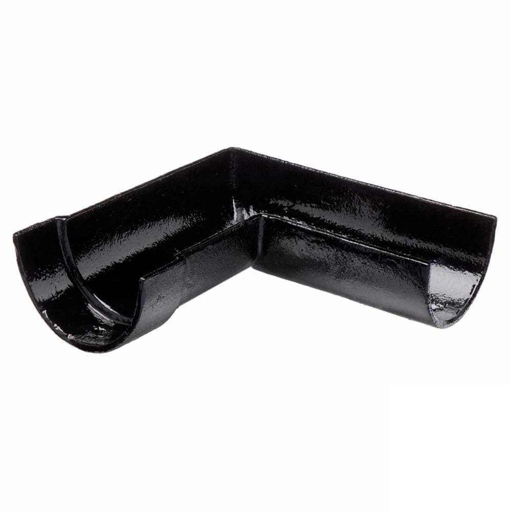 Hargreaves Premier Cast Iron Deep Half Round Gutter Right Hand Angle - 90 Degree x 125mm Black
