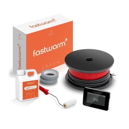 Fastwarm 100W Electric Underfloor Heating Cable - 14.5m2 - Touch Black Thermostat