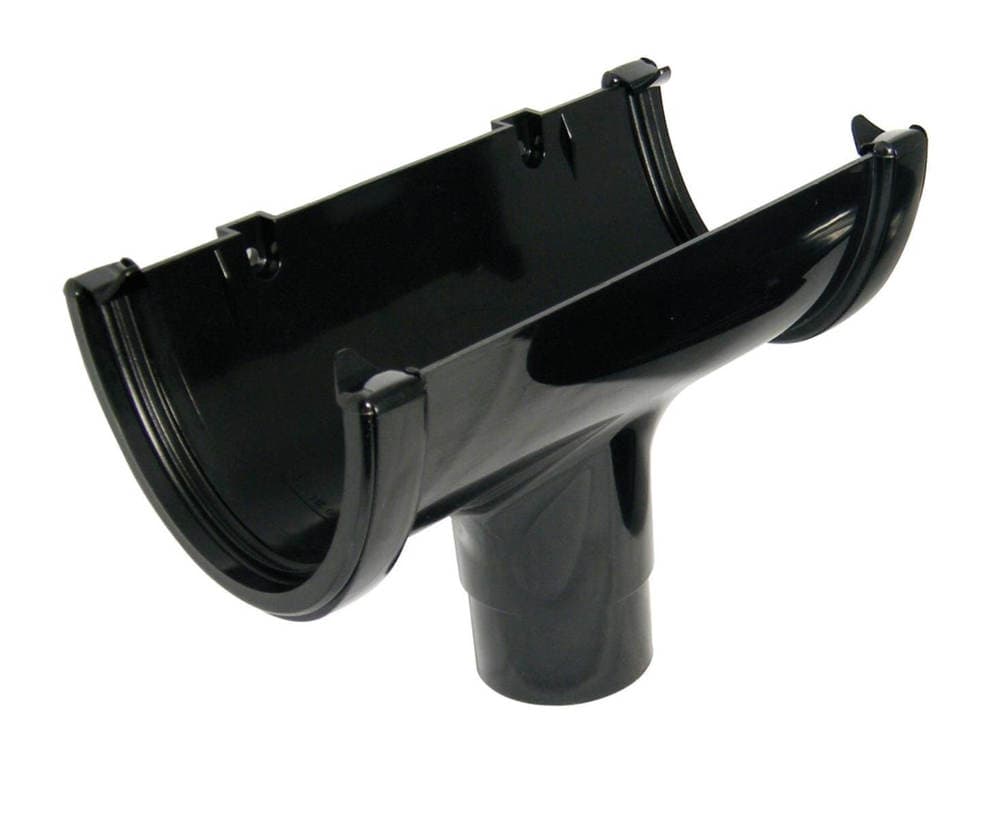 FloPlast Deepflow/ Hi-Cap Gutter Running Outlet - 115mm x 75mm Black