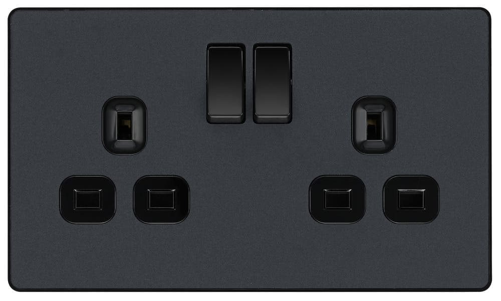 Double Switched Socket - 13A - Matt Grey