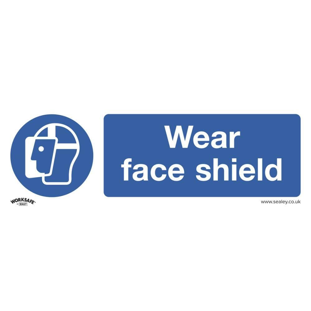 Sealey SS55V10 Mandatory Safety Sign - Wear Face Shield - Self-Adhesive Vinyl - Pack Of 10