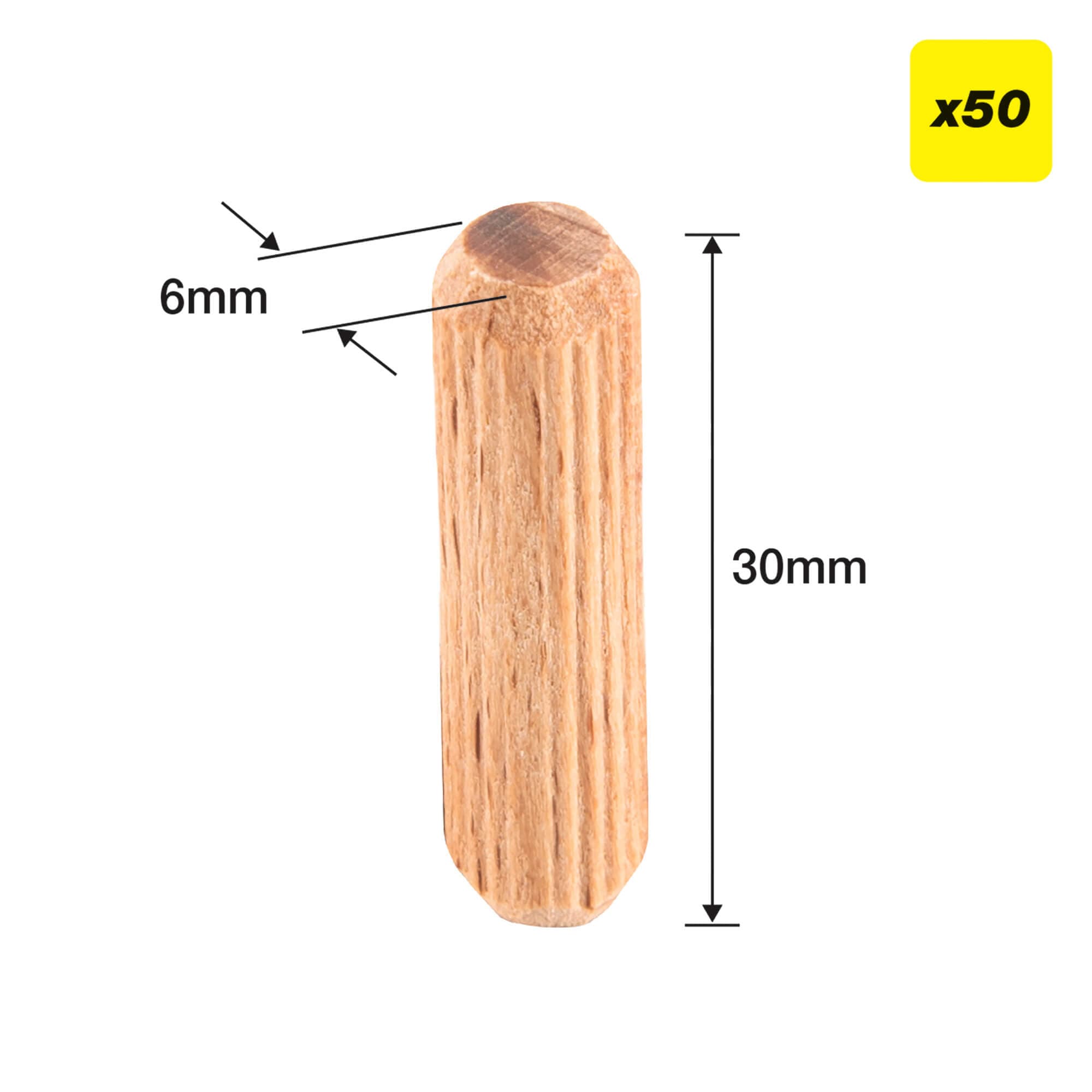 Trend 6 X 30Mm Wooden Dowels 50 Pack DWL/6X30/50