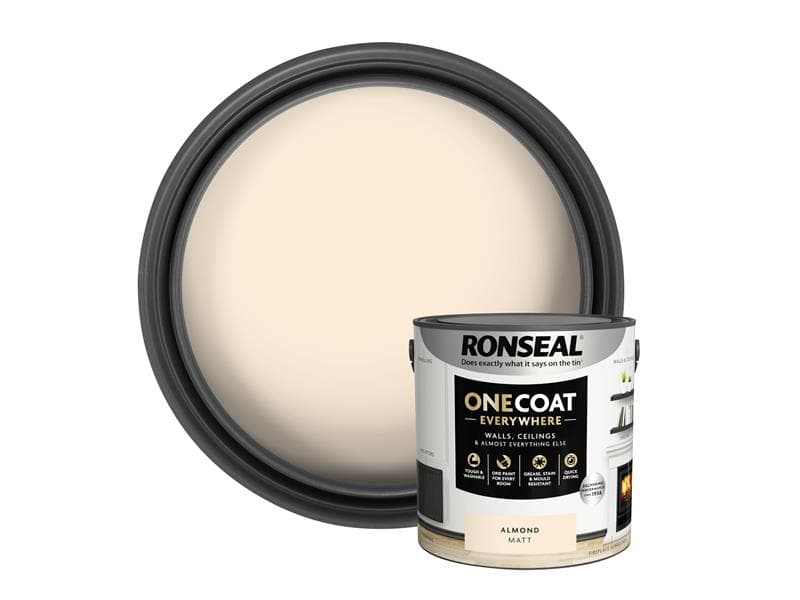 Ronseal One Coat Everywhere Interior Paint Almond Matt 2.5 Litre KCB.7015103.21304.76