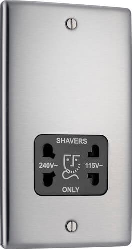 Screwless Flatplate Black Nickel Dual Voltage Shaver Socket 110/240V FBN20B-01