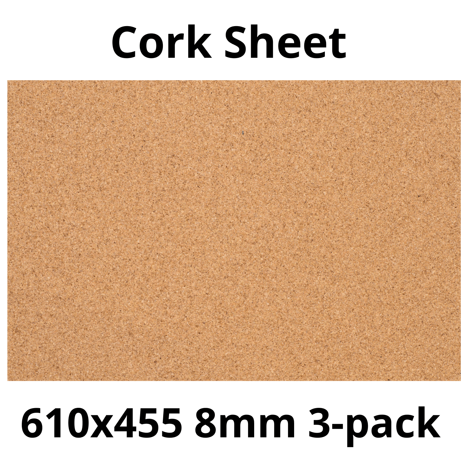 Cork Sheet - 610x455mm - 8mm - Décor and DIY - Pack of 3