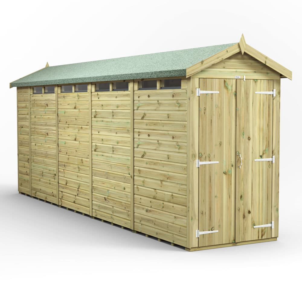 18x4 Premium Powersheds Security Apex Double Doors