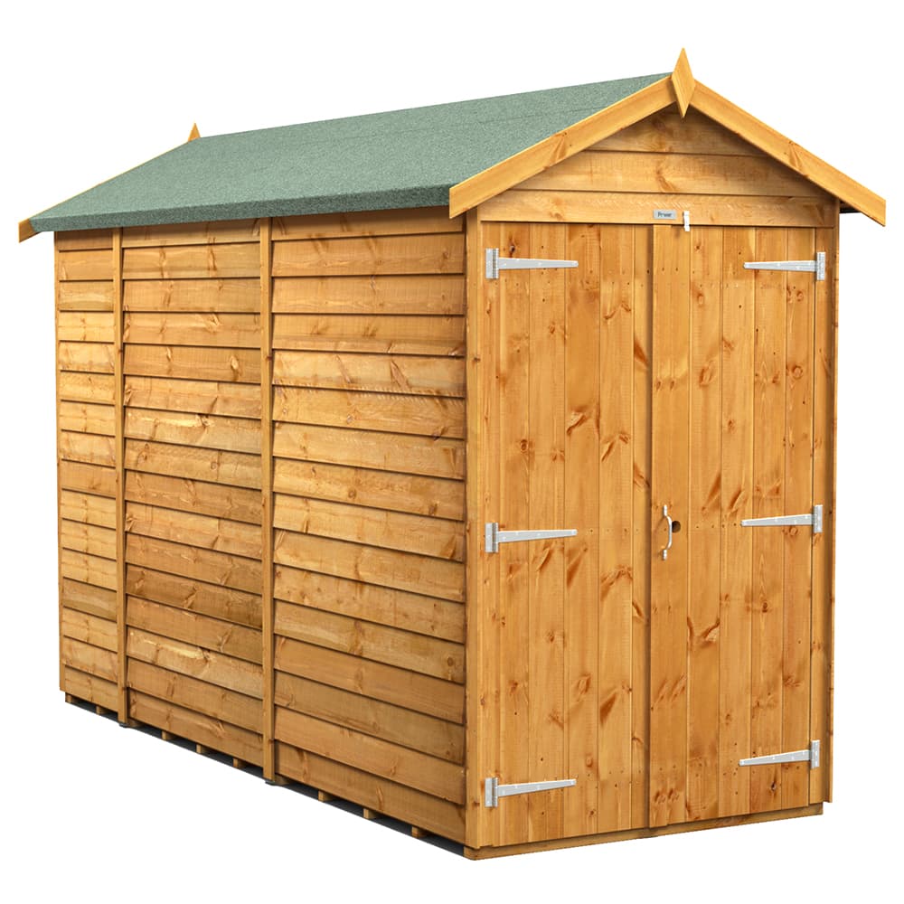 Powersheds 10 x 4 Power Overlap Apex Double Doors No Windows