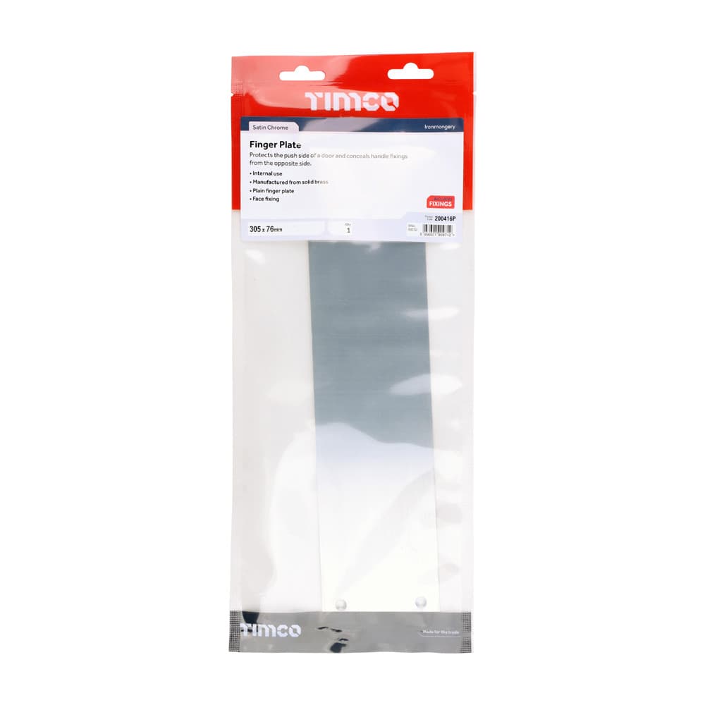 Timco Finger Plate - Satin Chrome TIMbag 1 200416P