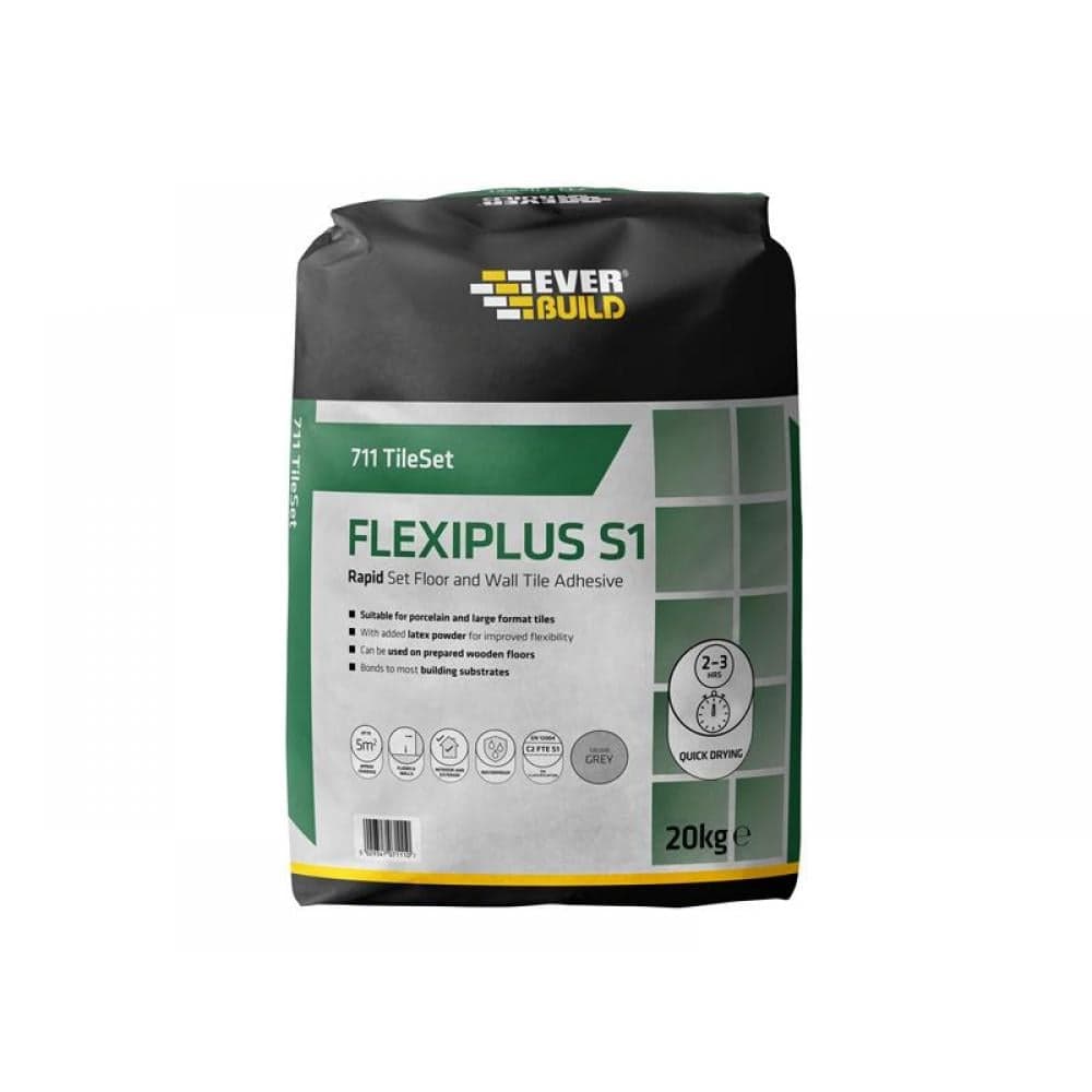 Everbuild Sika 486660 711 Tileset Flexiplus Tile Adhesive Grey 20Kg