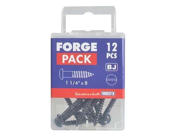 Forgepack FPRH1148BJ Wood Screw - Round Head - Black Japanned 1 1/4in X 8 (Pack Of 12)