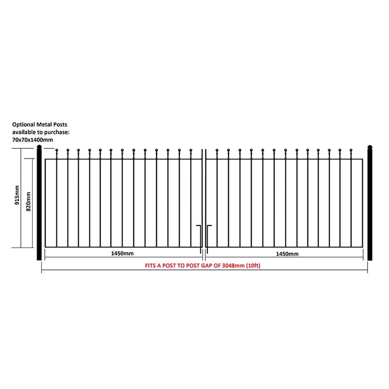 Manor Flat Double Metal Gates 3048mm GAP x 915mm High Zinc & Powder MAZP49